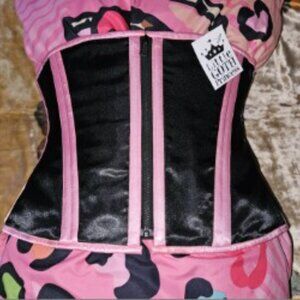 NWT 30"/XL 1022 TIGHT LACING CORSET 6 GARTER TABS ROCKABILLY GOTH PUNK EDC